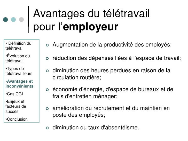 avantages du teletravail a domicile