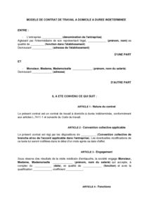 contrat travail a la maison