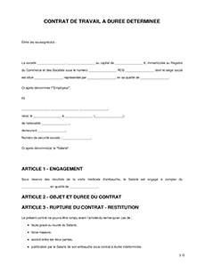 contrat travail a la maison