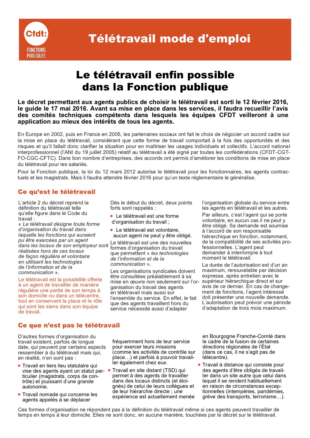 decret teletravail 12 fevrier 2016