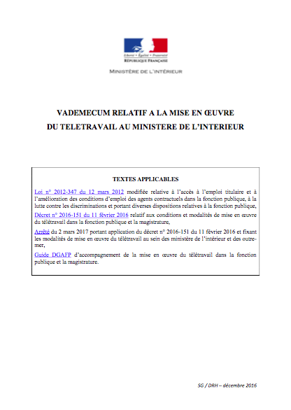 decret teletravail 12 fevrier 2016