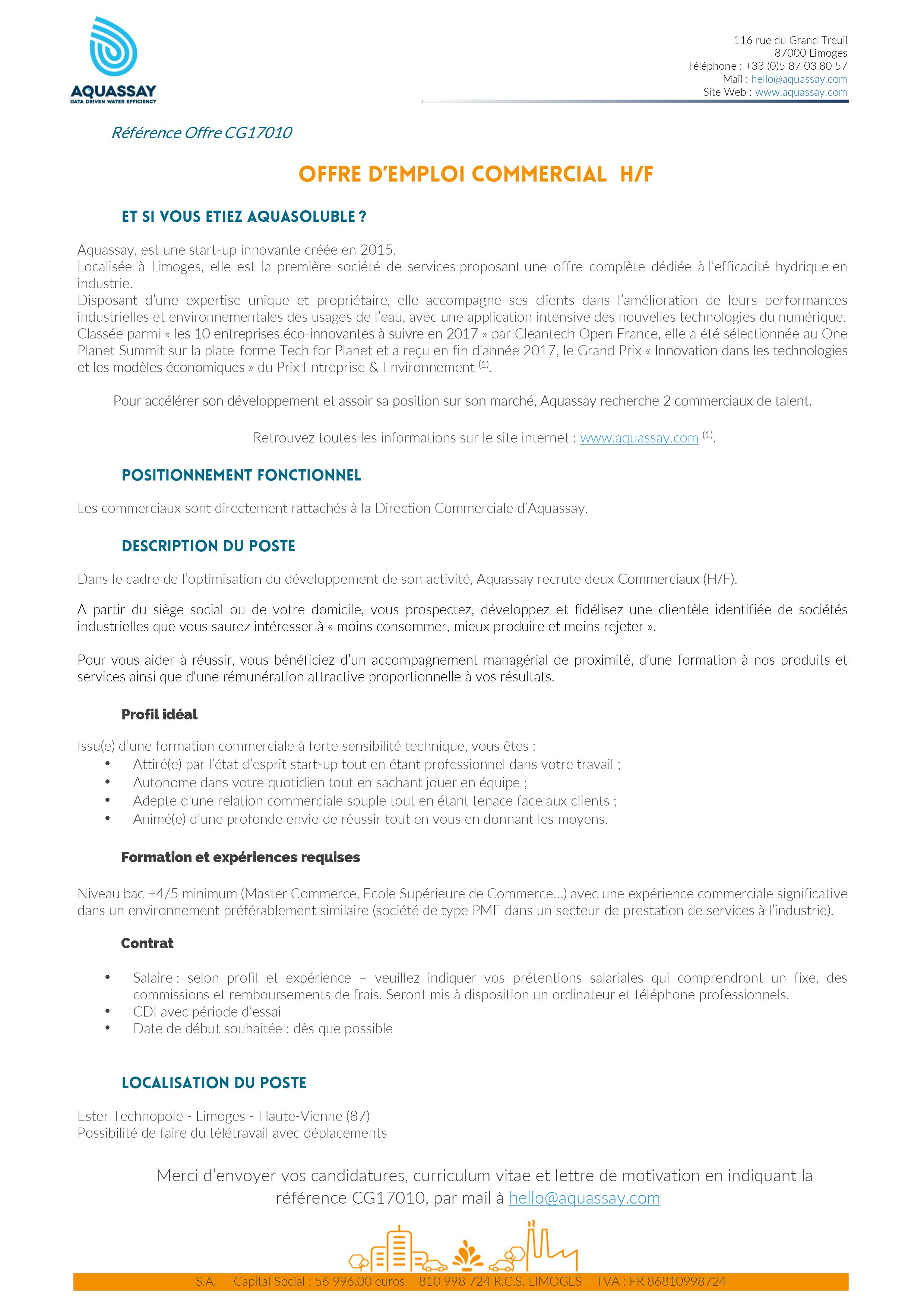 emploi commercial teletravail