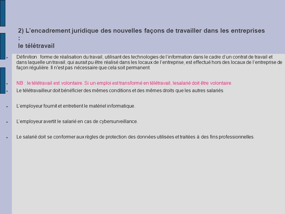 emploi juridique teletravail