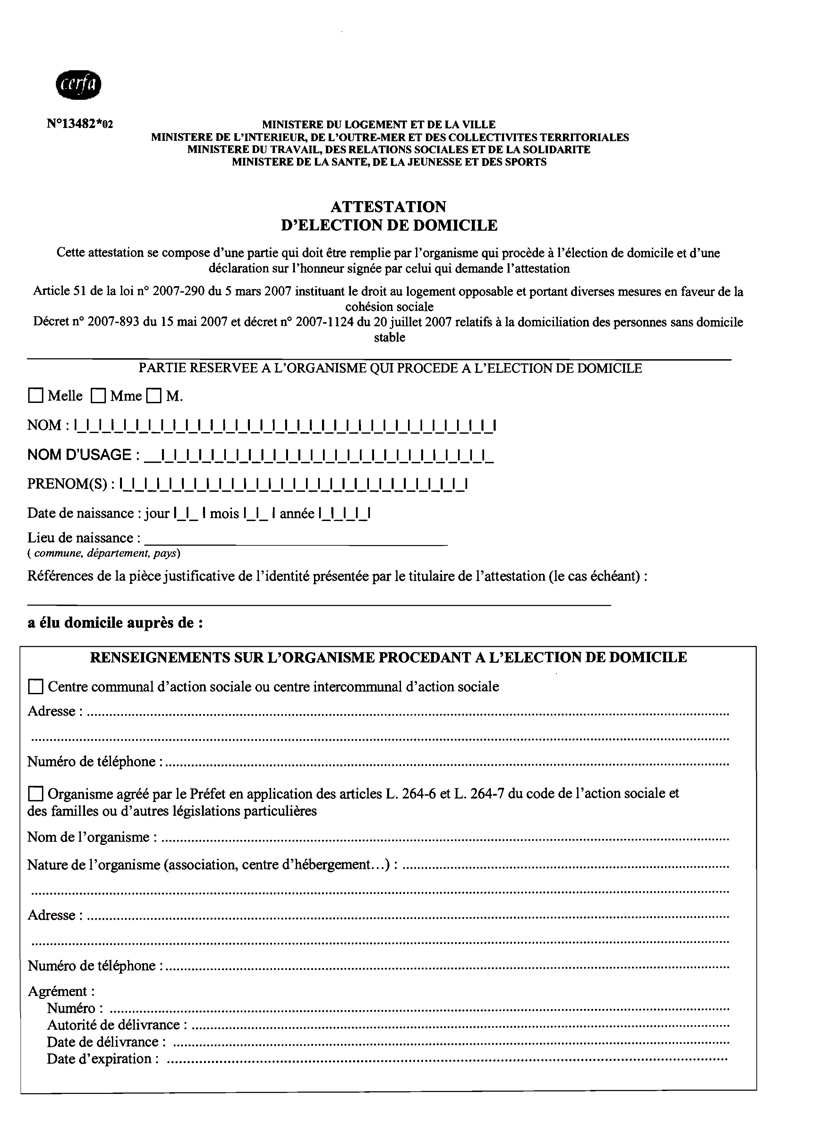 formulaire travail a la maison