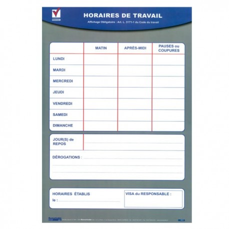 horaires de travail