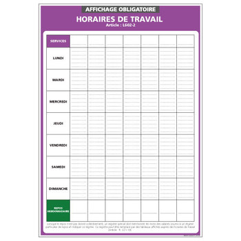 horaires de travail