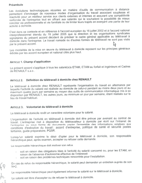 le teletravail chez renault