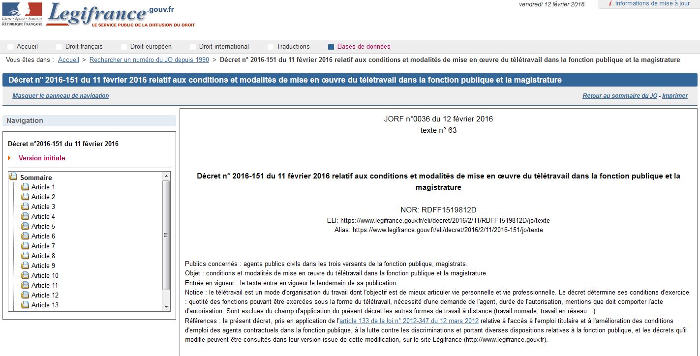 loi teletravail 2016