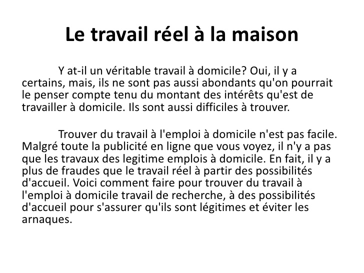 recherche un travail a la maison