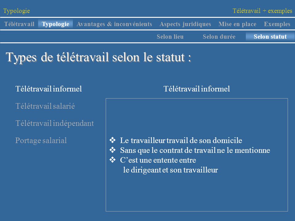 statut teletravail a domicile