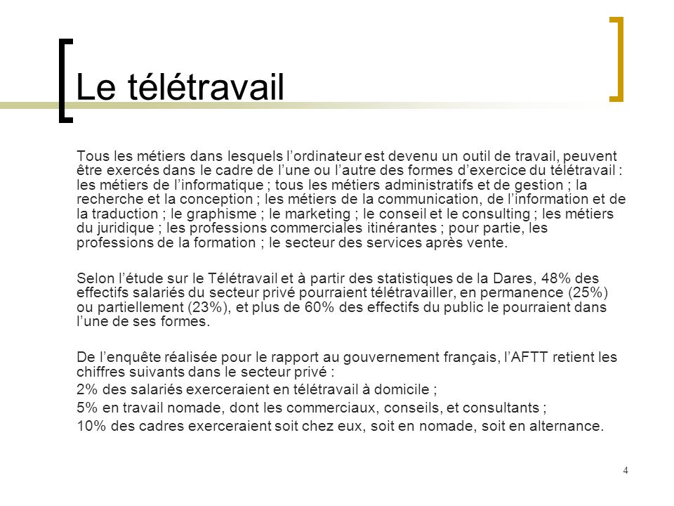 statut teletravail a domicile