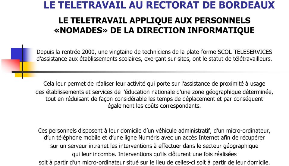 statut teletravail a domicile