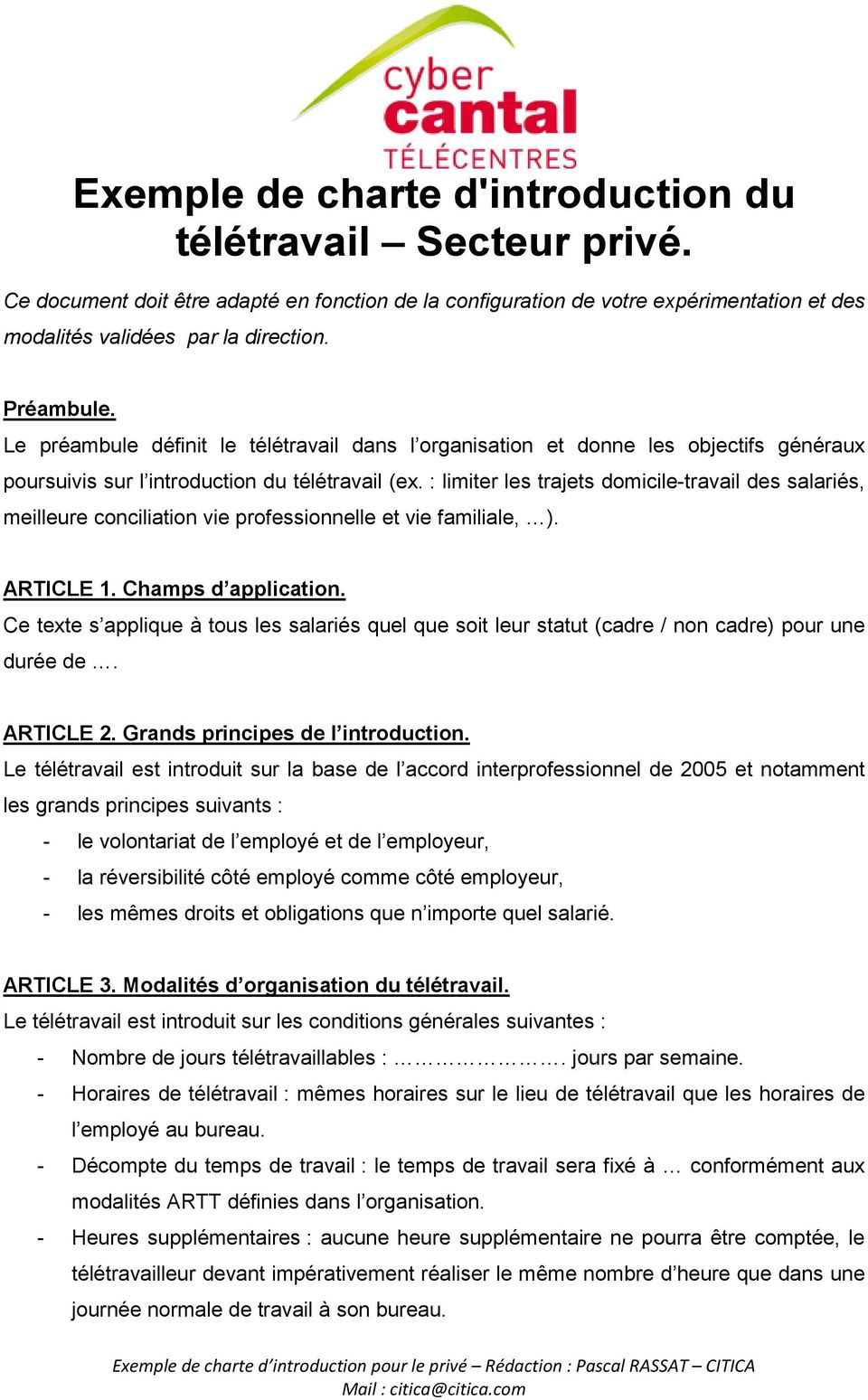 statut teletravail a domicile