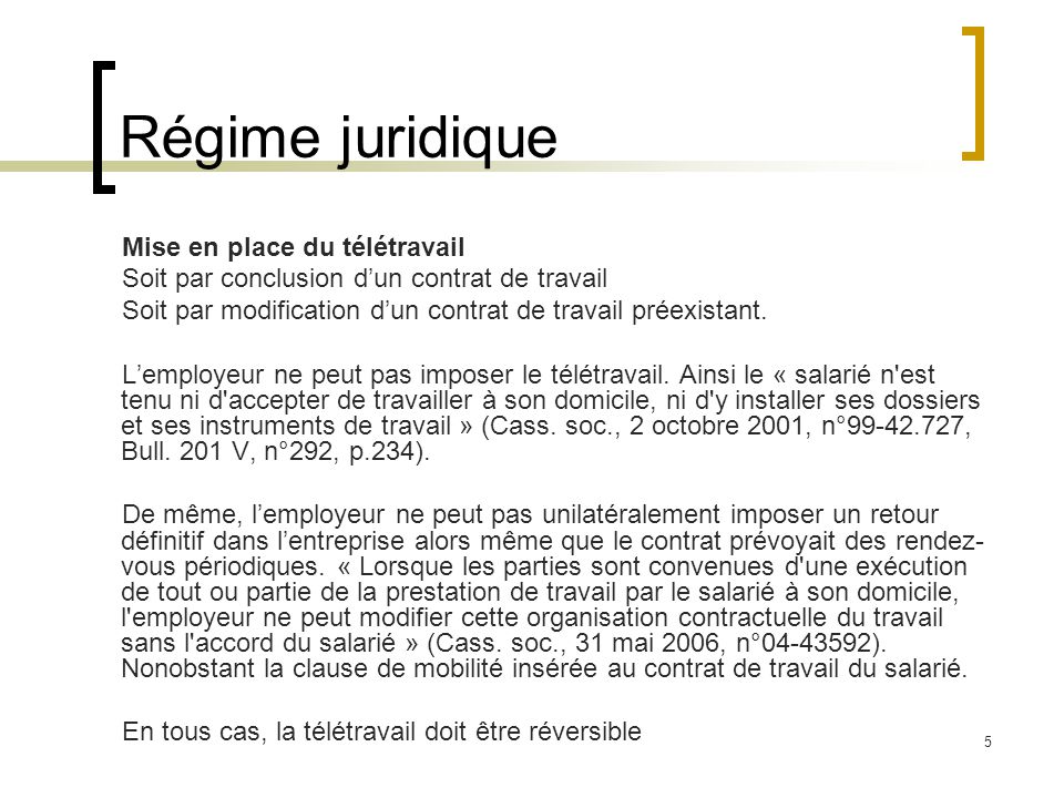 teletravail a domicile contrat de travail