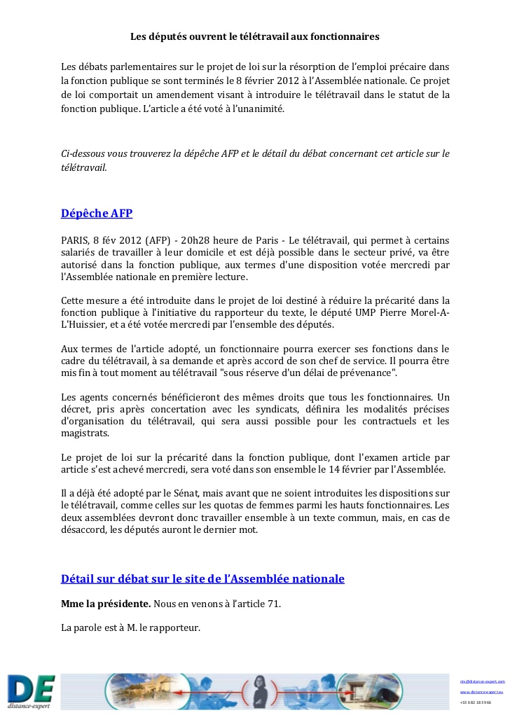 teletravail a domicile fonctionnaire