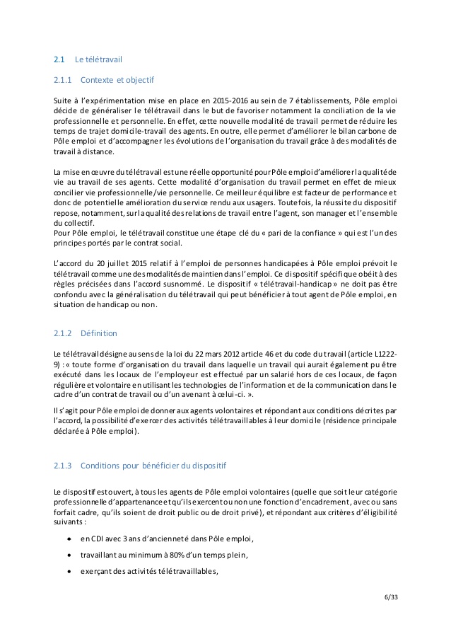 teletravail a domicile pole emploi