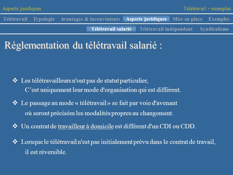 teletravail a domicile reglementation