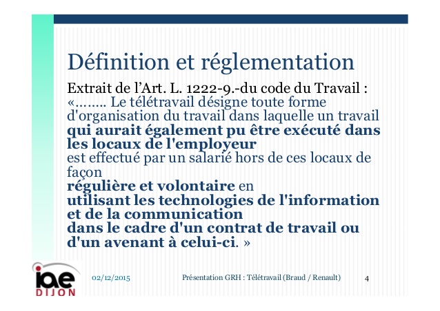 teletravail a domicile reglementation