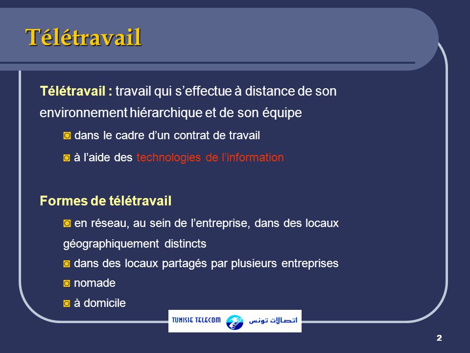 teletravail a domicile tunisie