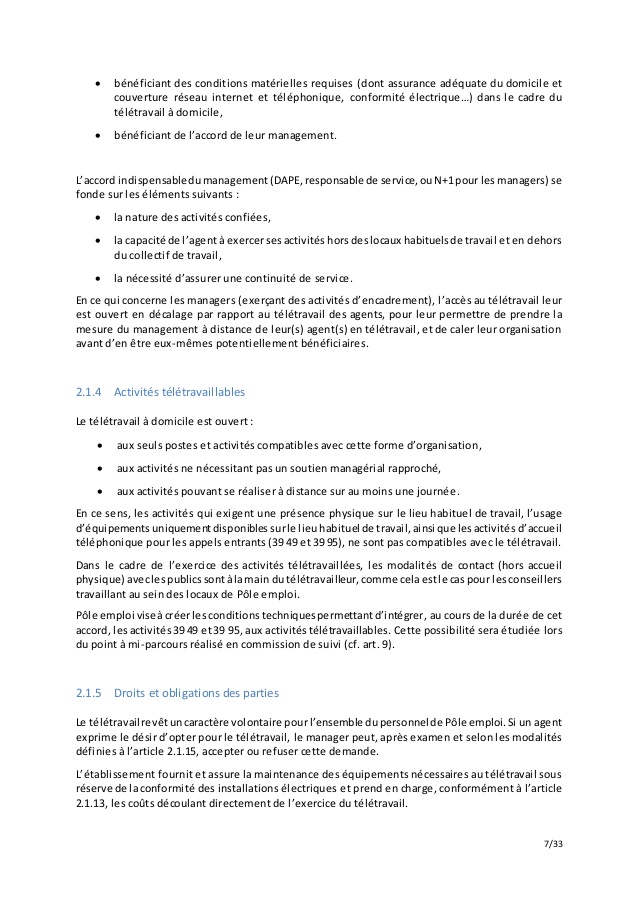 teletravail a pole emploi