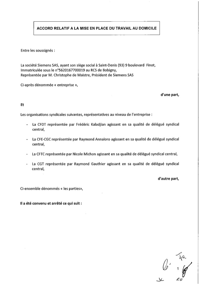 teletravail accord