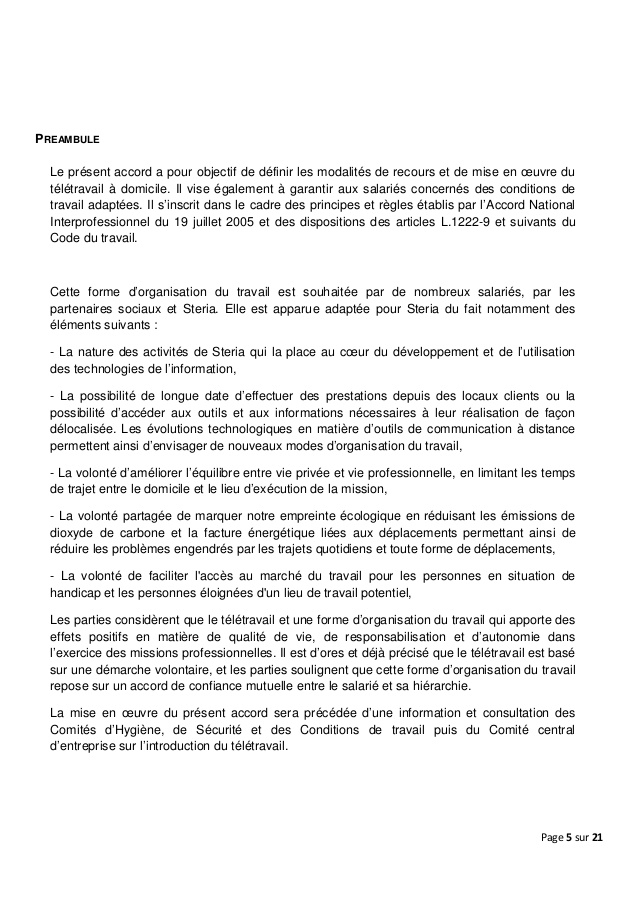teletravail accord