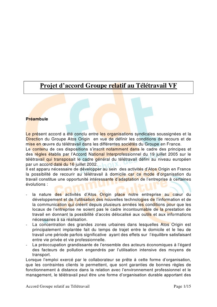 teletravail accord