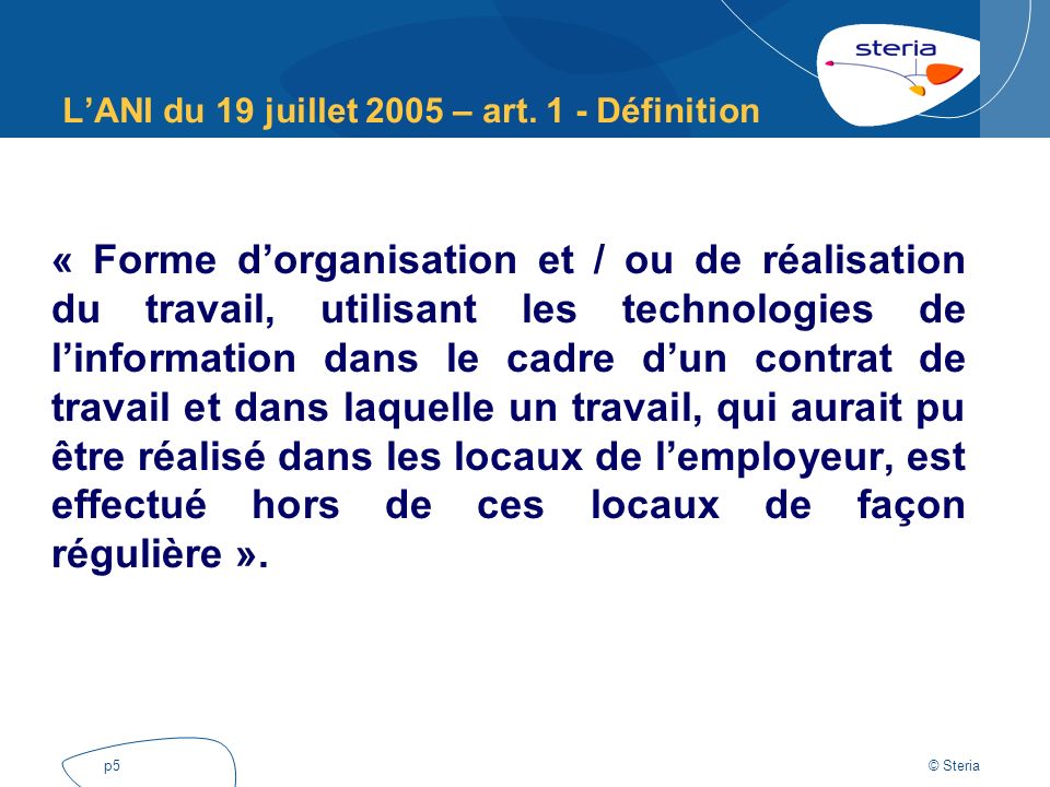 teletravail ani 19 juillet 2005