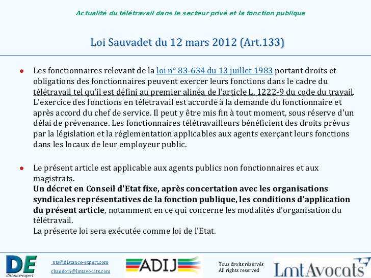 teletravail article 133