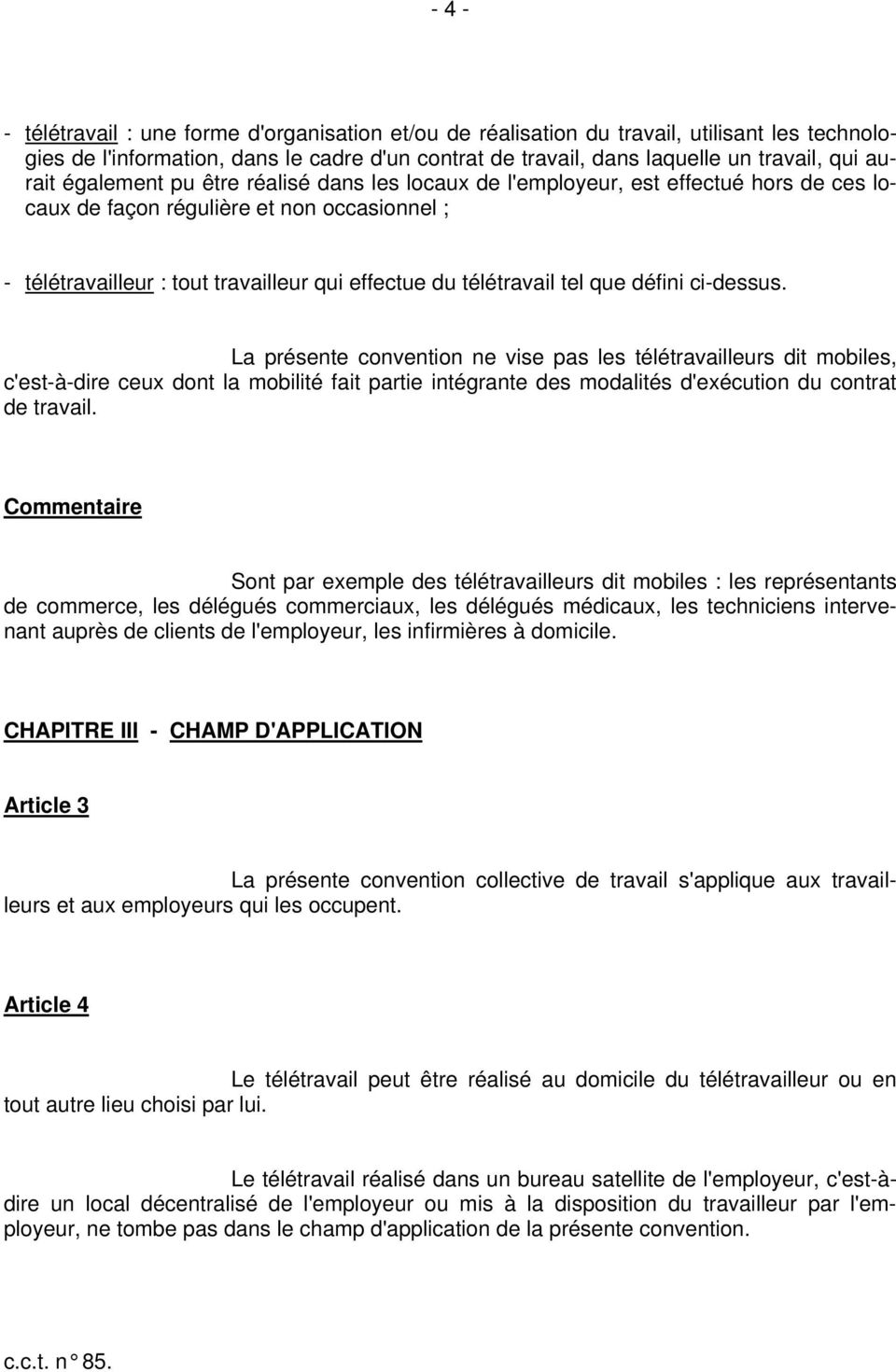 teletravail cct 85