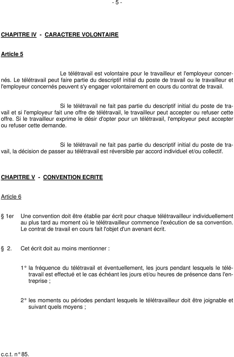 teletravail cct 85