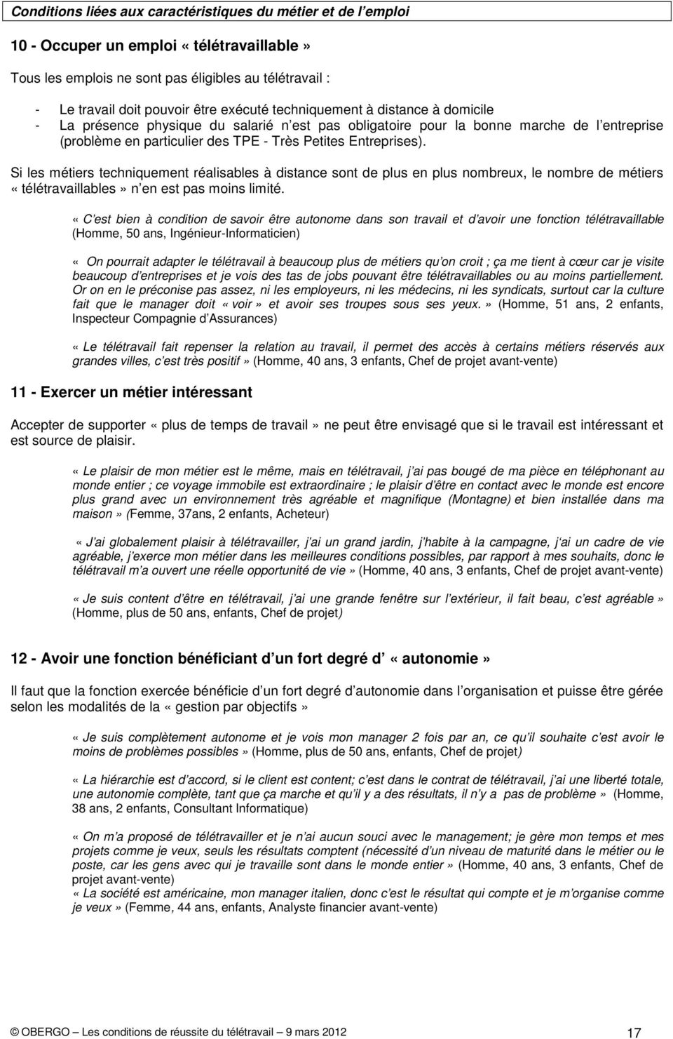 teletravail conditions