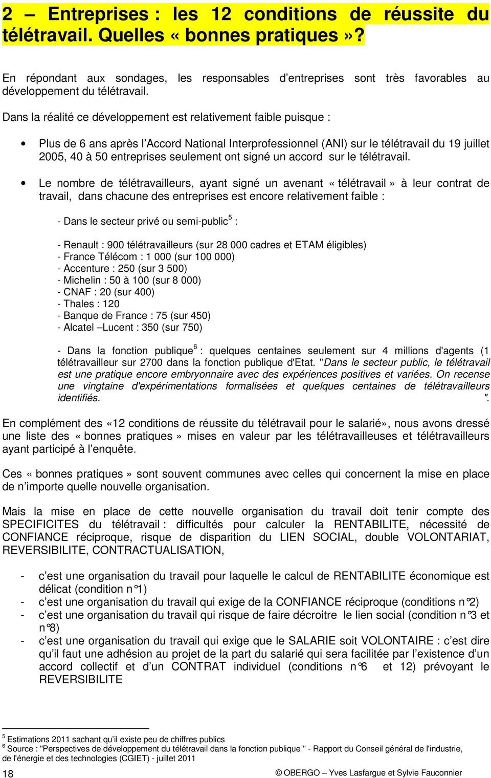 teletravail conditions