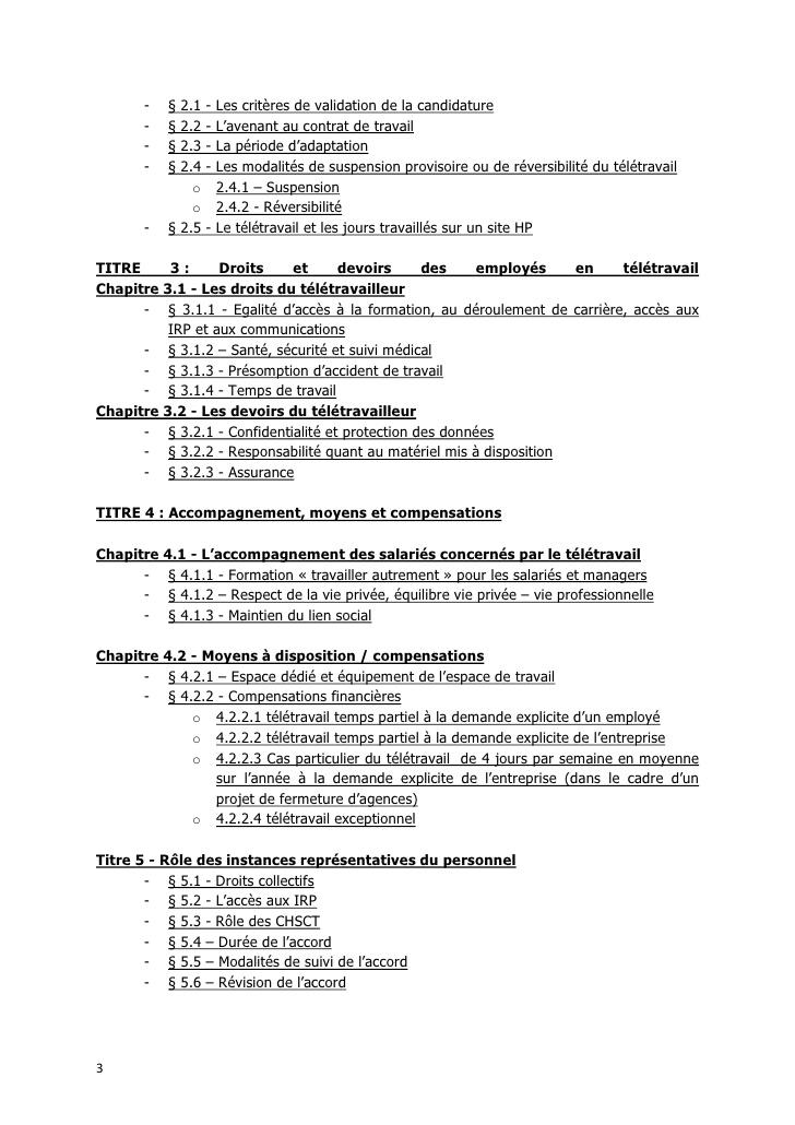 teletravail contrat