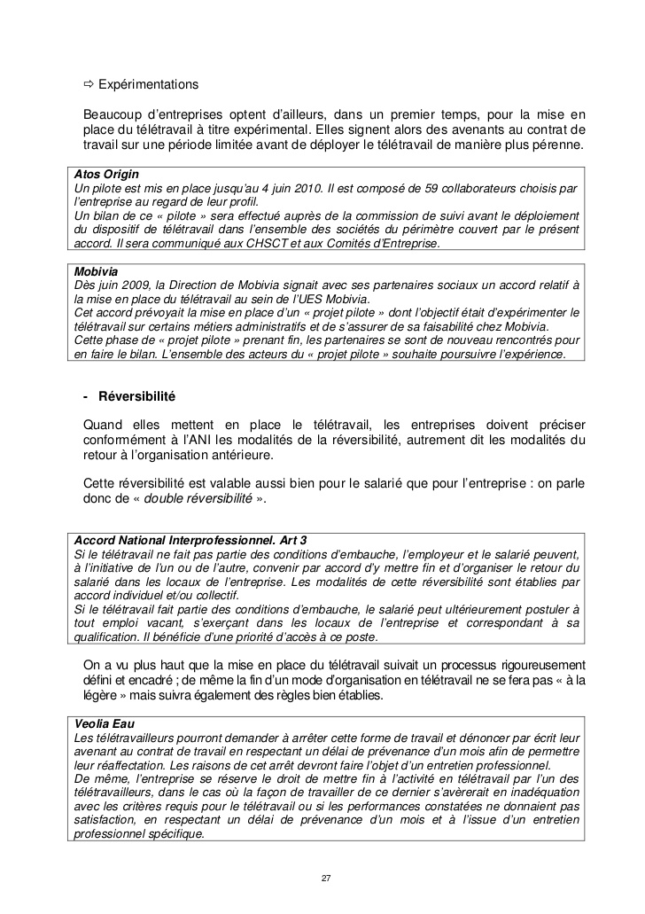 teletravail contrat