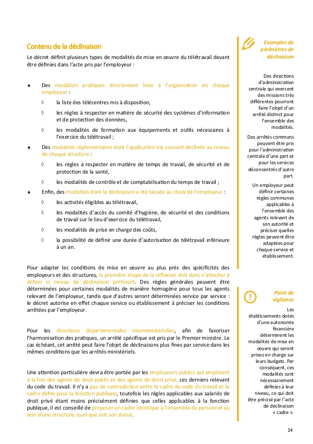 teletravail etablissement stable