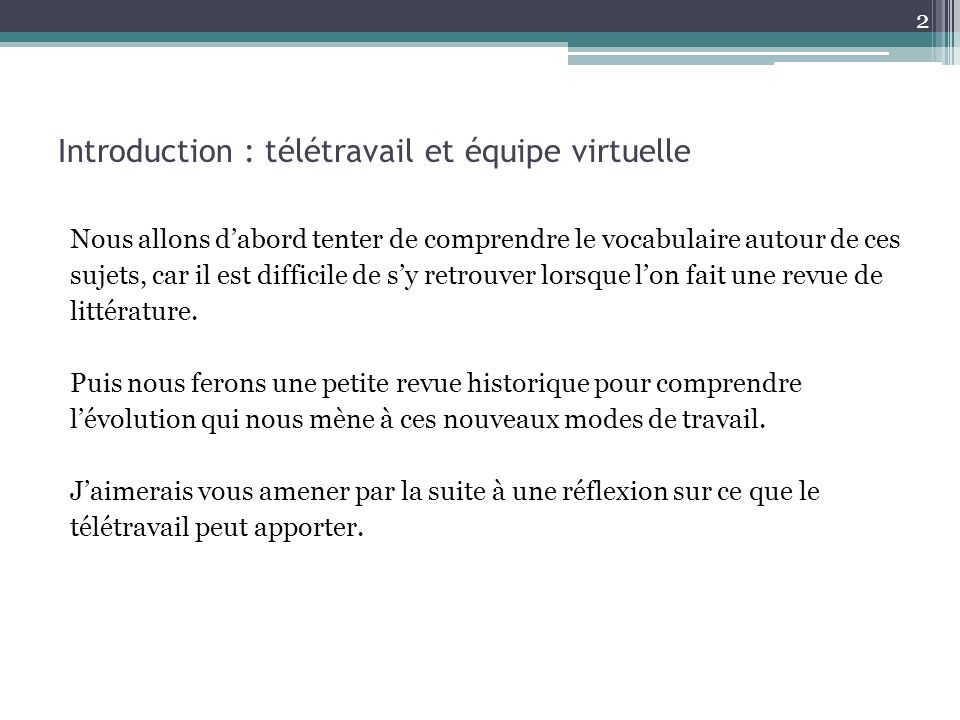 teletravail historique