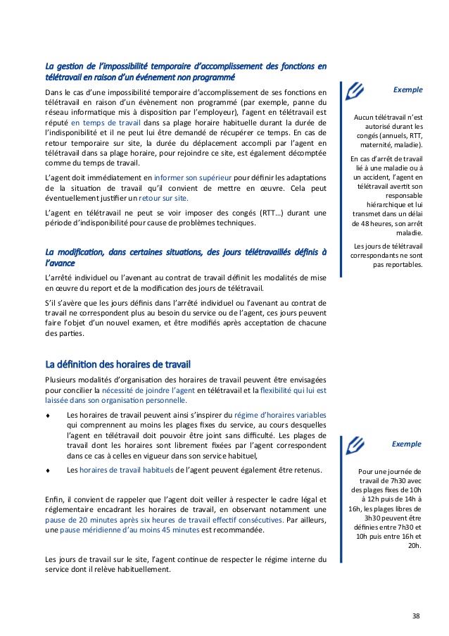 teletravail horaires de travail