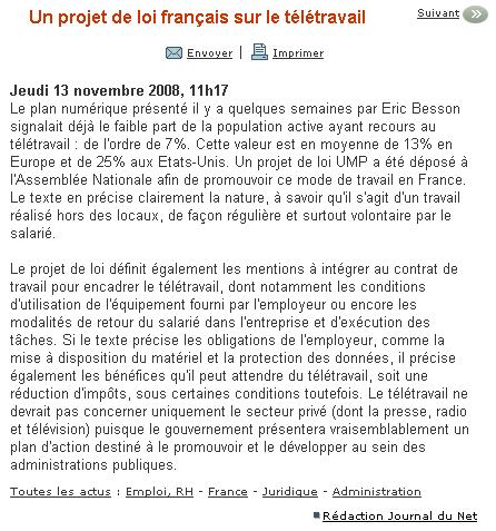 teletravail journal du net
