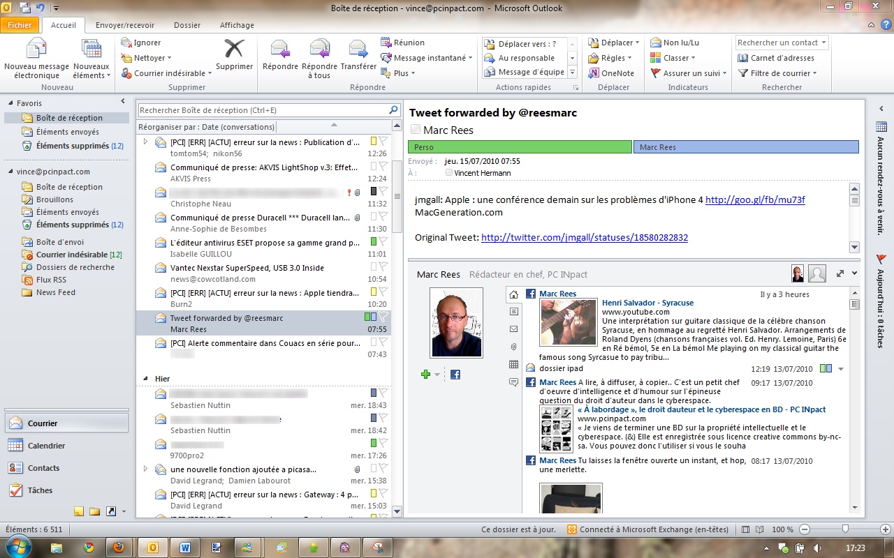 teletravail outlook