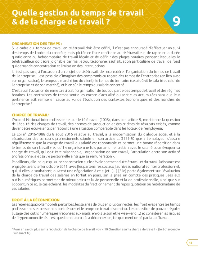 teletravail que dit la loi