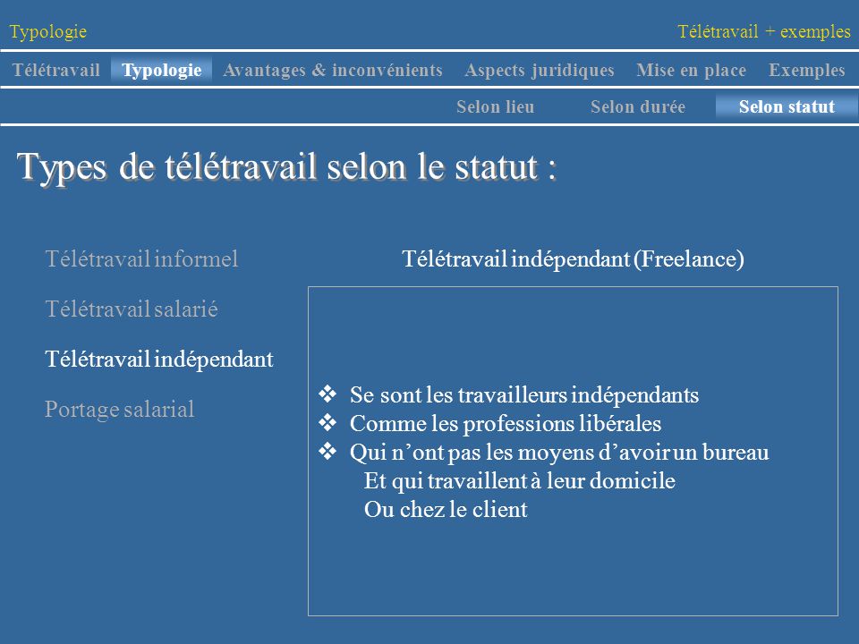 teletravail quel statut