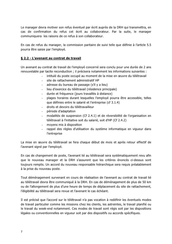 teletravail refus