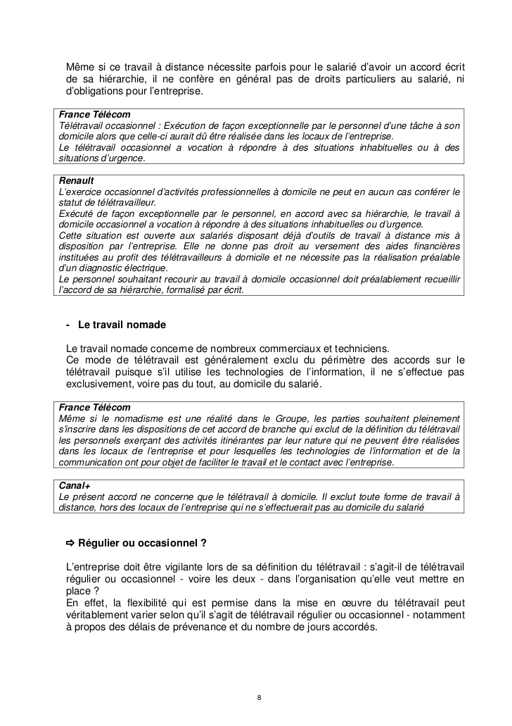 teletravail regulier