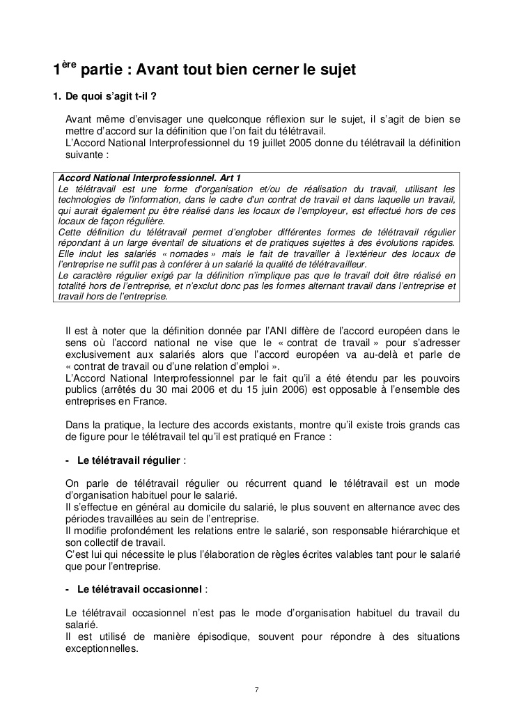 teletravail regulier