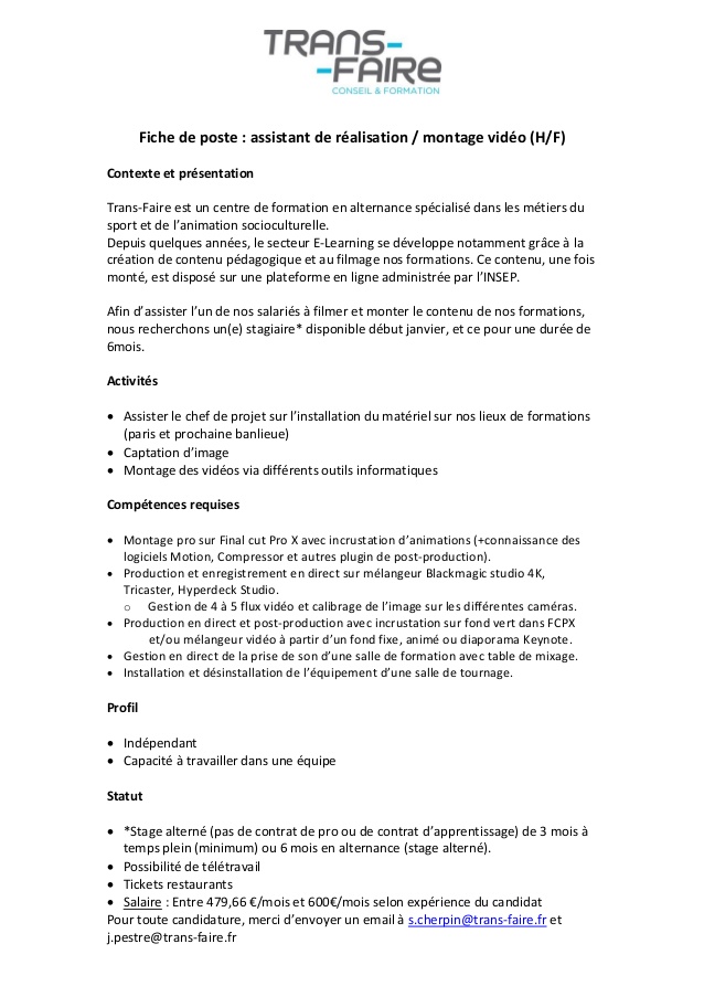teletravail stagiaire