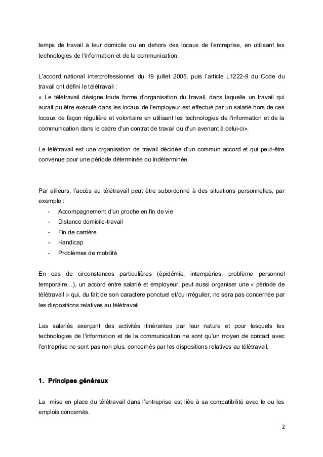 teletravail temporaire