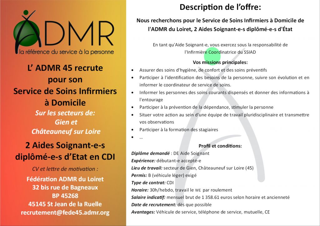travail a domicile gien