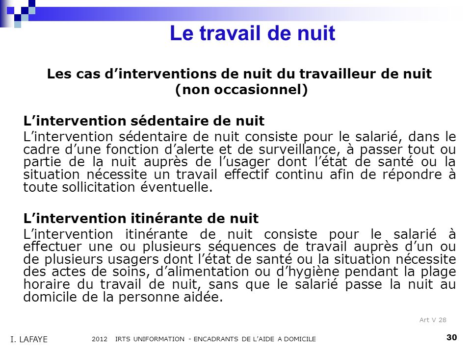 travail a domicile la nuit