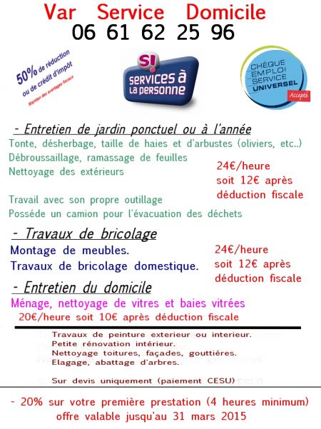 travail a domicile var